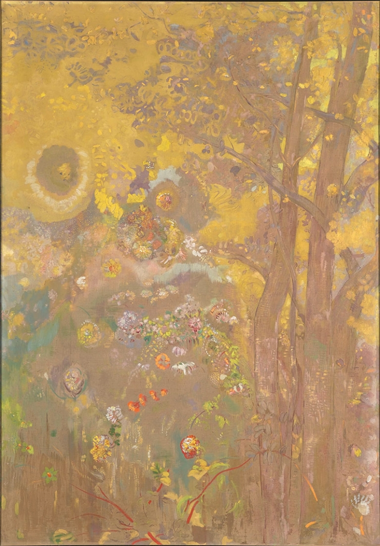 《黄色い背景の樹》
